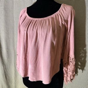 Mauve Off The Shoulder Crop Top